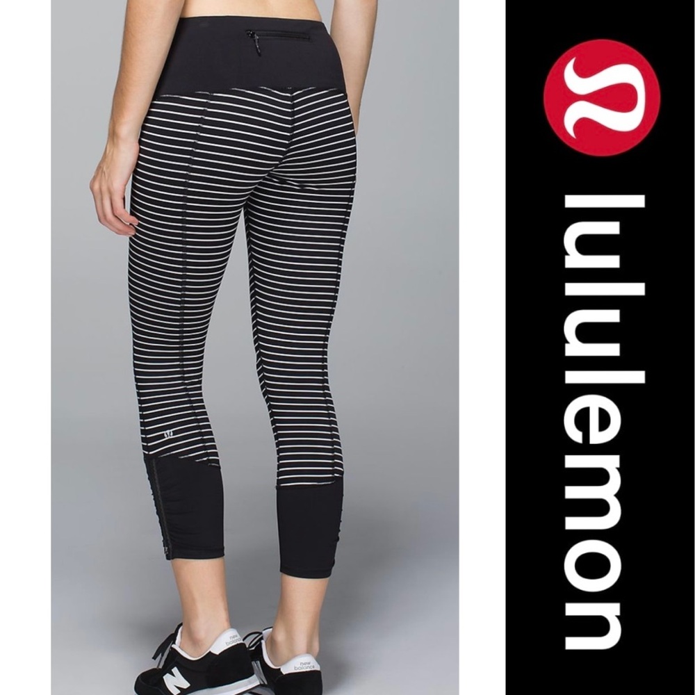 Lululemon Runday Crop Parallel Stripe 8 Running Legging Tight Pants Yoga